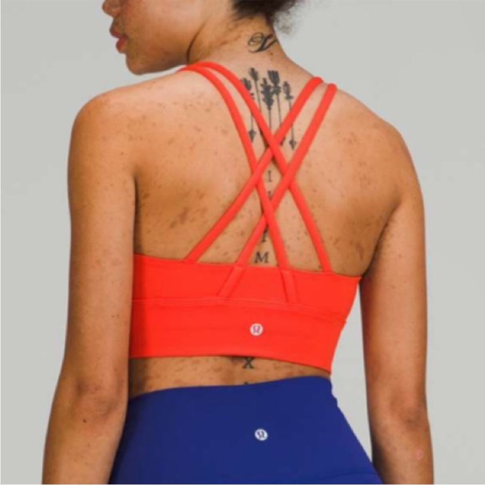Lululemon Energy Bra Longline in Red/Orange Color - Size 4